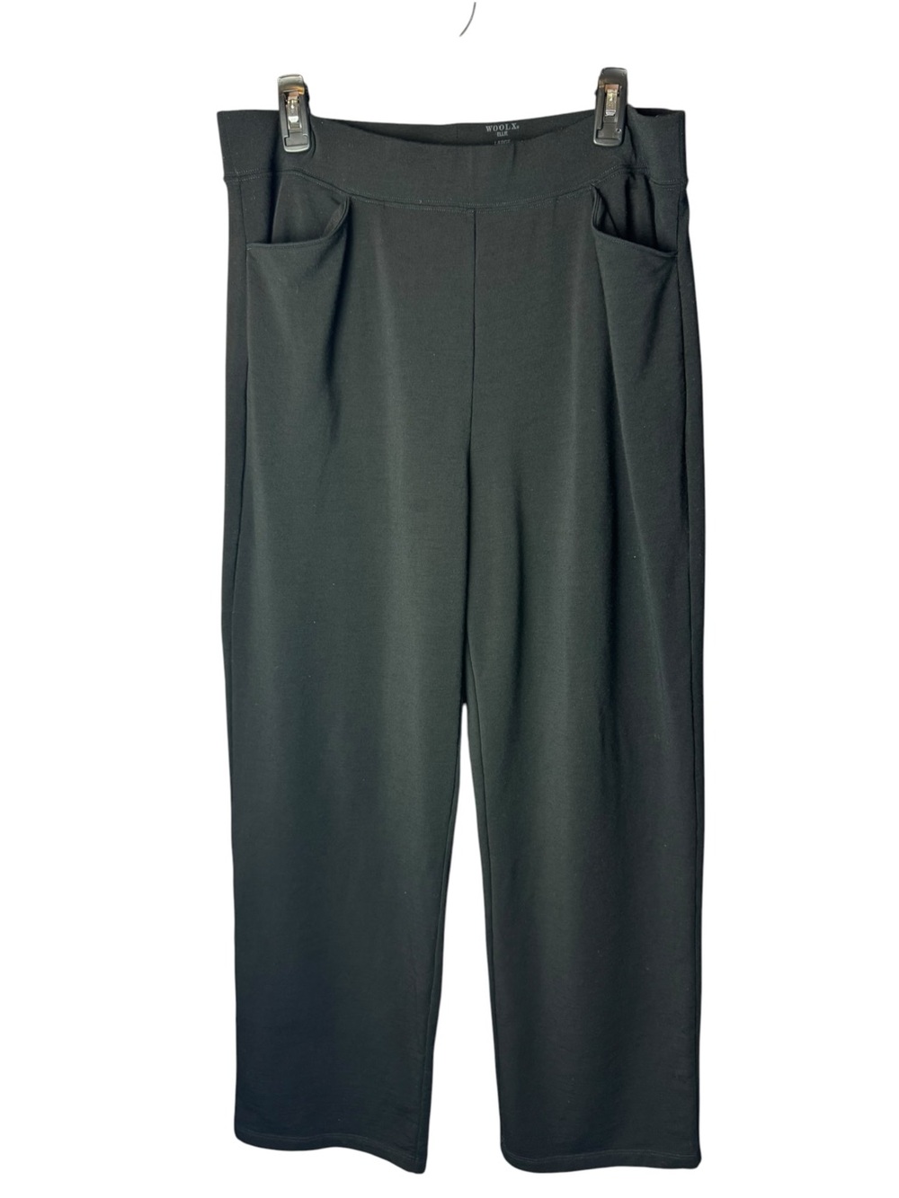 Woolx Ellie Wide Leg Black Pant Merino Wool Blend L
